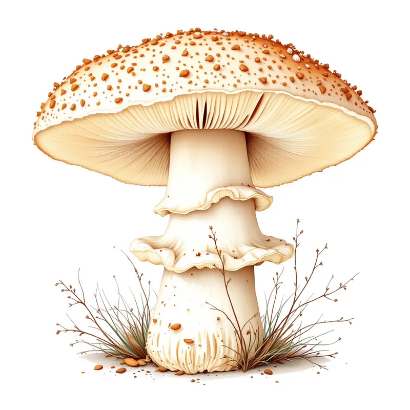 Agaricus Mushroom botanical illustration