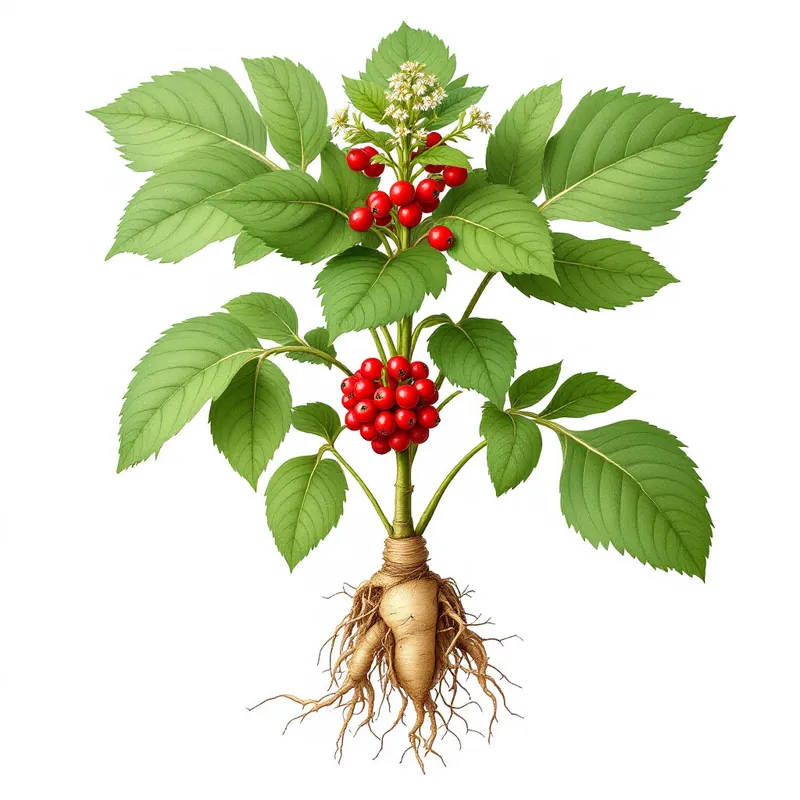 American Ginseng botanical illustration