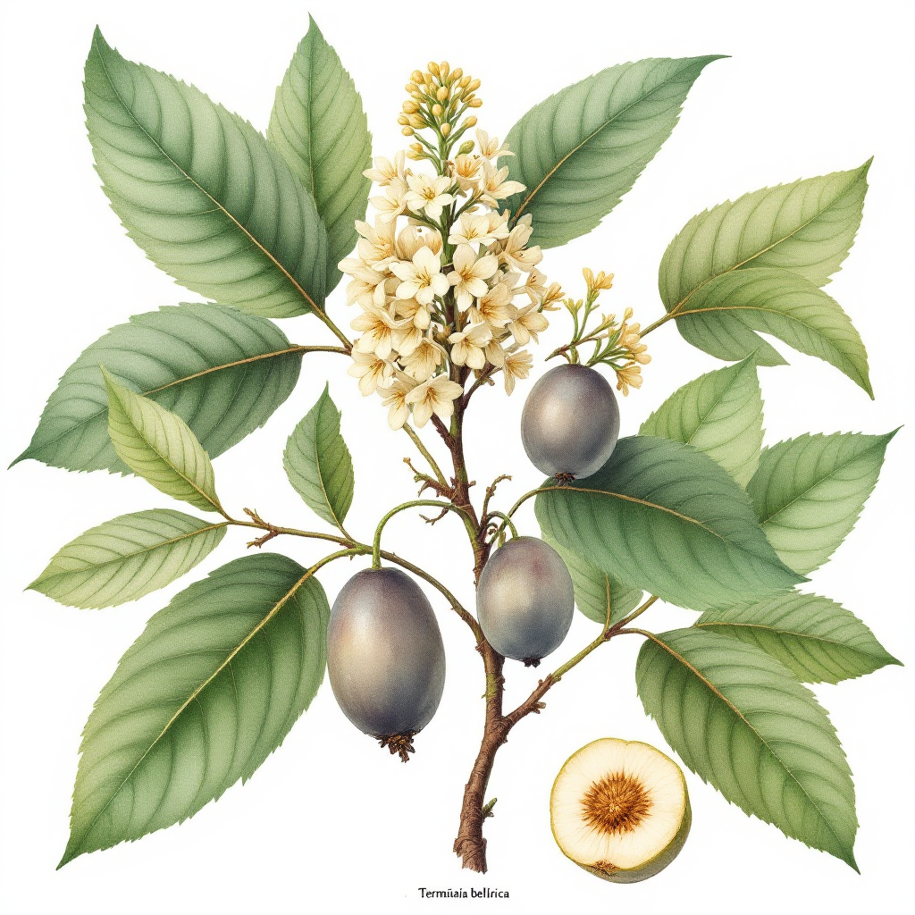 Bibhitaki botanical illustration
