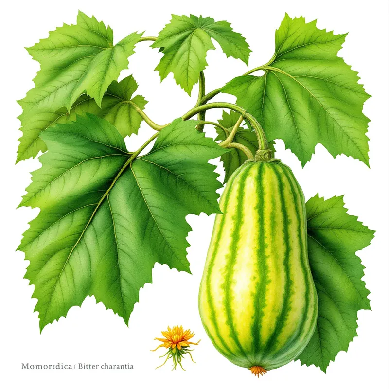 Bitter Melon botanical illustration