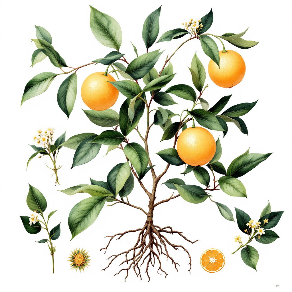 Bitter Orange botanical illustration