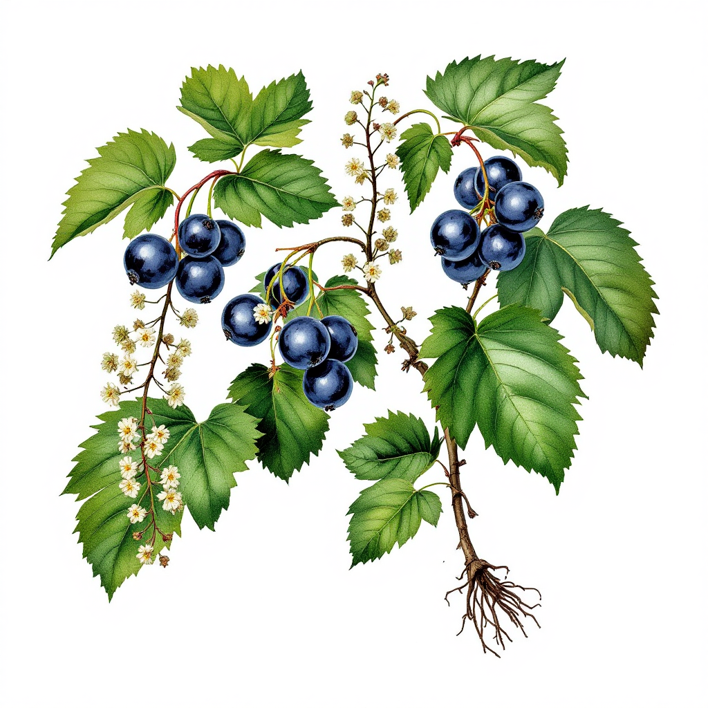 Black Currant botanical illustration