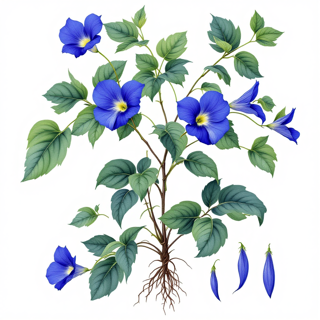 Butterfly Pea botanical illustration