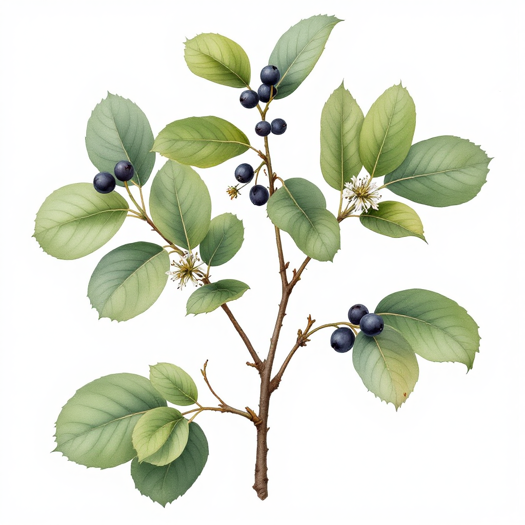 Cascara Sagrada botanical illustration